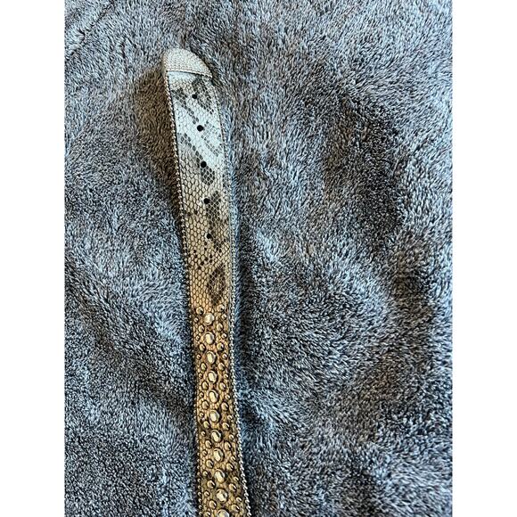 Chico's Belt Statement Studded Plastic Rhinestone Faux Snakeskin Silver 37.5 In. - Picture 6 of 16